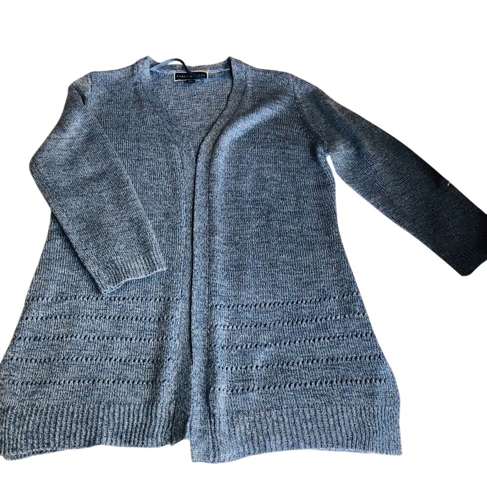 Karen Scott Blue Open Front Sweater Long Sleeve Comfortable Classic Fit - Picture 6 of 16